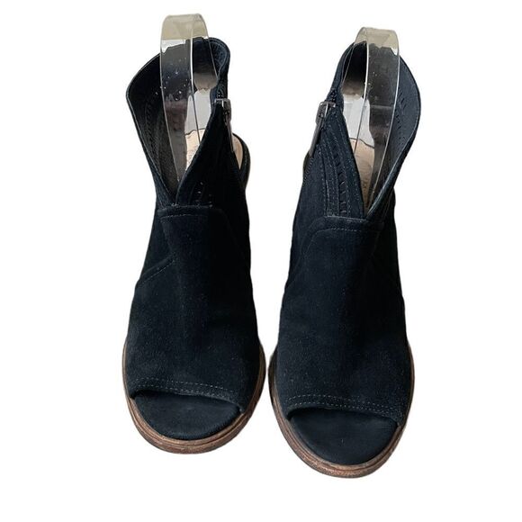 Vince Camuto Peep Toe Stacked Block Heel Faux Suede Sling Back Sandals Size 7.5 - Picture 2 of 12